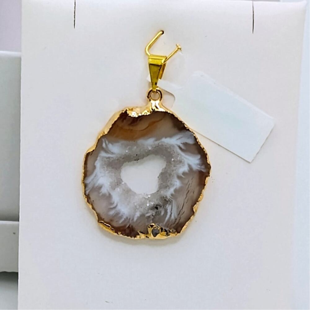 NWT Druzy Agate Geode Pendant GP